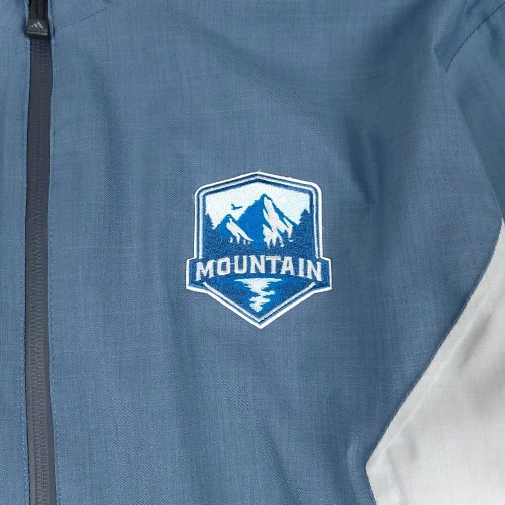 ADIDAS Golf Climaproof Full Zip Windbreaker Jacket Slate Blue Colorblock Mens XL